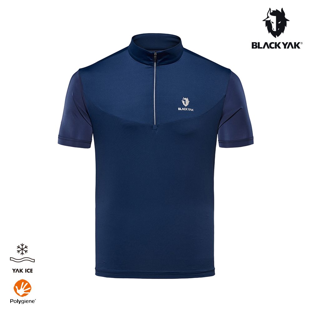 BLACKYAK 男 LUKLA ICE短袖半開襟(水藍/海軍藍/黑色)-涼感 銀離子 抗菌 除臭|BYDB1MC808