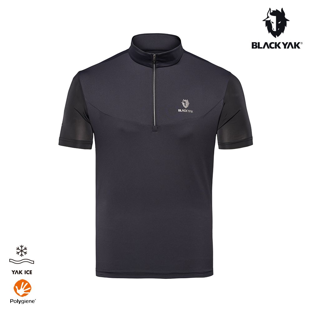 BLACKYAK 男 LUKLA ICE短袖半開襟(水藍/海軍藍/黑色)-涼感 銀離子 抗菌 除臭|BYDB1MC808