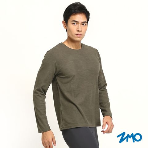 ZMO男機能羊毛長袖T恤 -軍綠色TW487