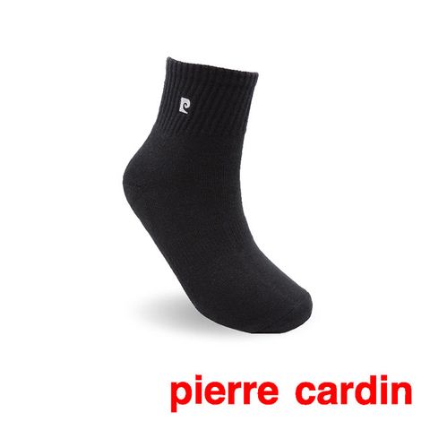 Pierre Cardin 皮爾卡登 1/2厚底氣墊運動襪-黑