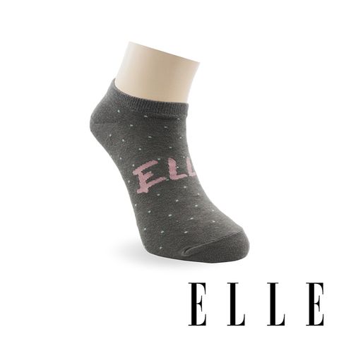 【ELLE】 手繪點點風隱形襪-中灰