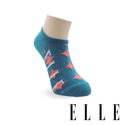 ELLE 普普藝術隱形襪-暗綠