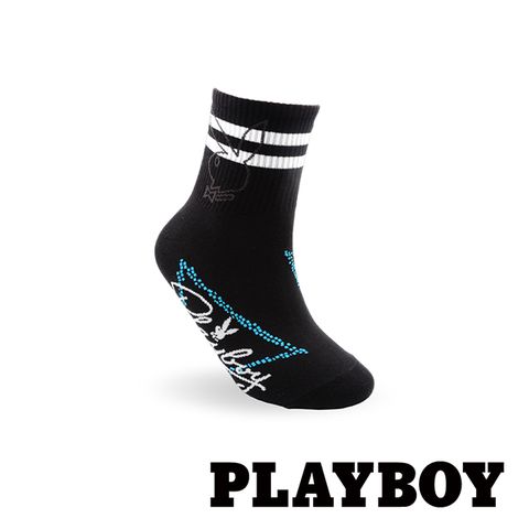 PLAYBOY 嘻哈風男休閒短襪-黑