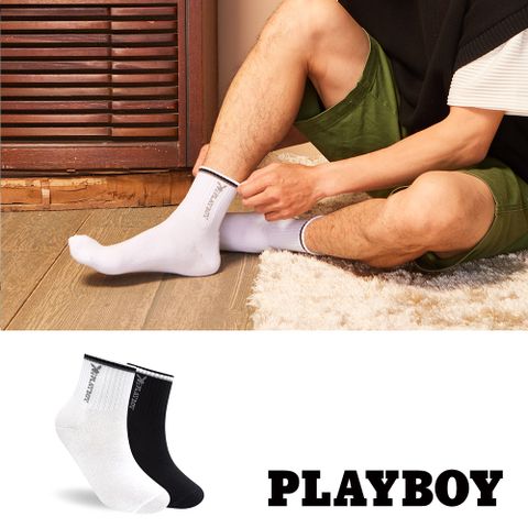 PLAYBOY 漸層條紋男短襪