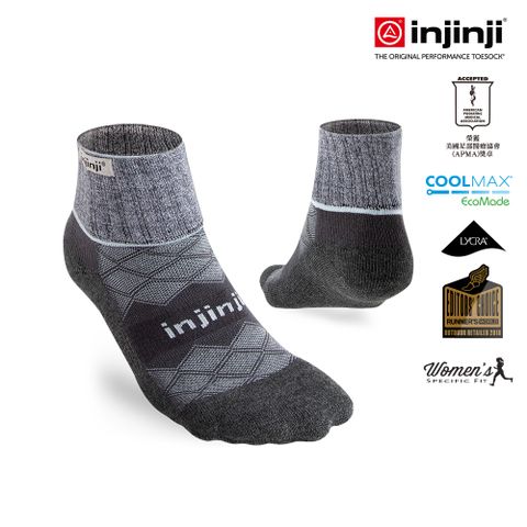 【injinji】女 Runner全方位防護跑襪-外襪(灰色)-WAA9793|短襪 網路推薦 馬拉松慢跑 長跑專用襪