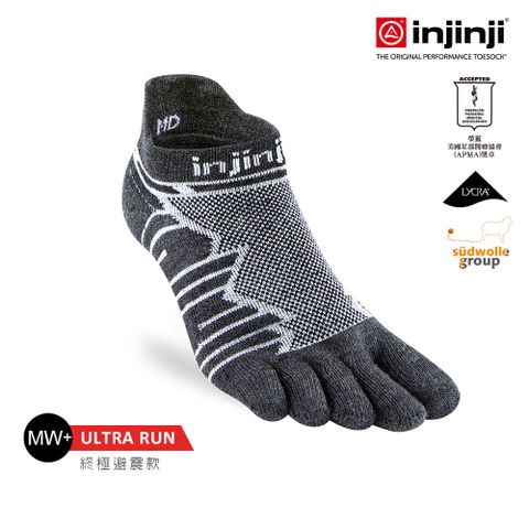 【injinji】Ultra Run終極系列羊毛五趾隱形襪(石板灰)-NAA6594|吸濕排汗 避震緩衝 馬拉松推薦襪