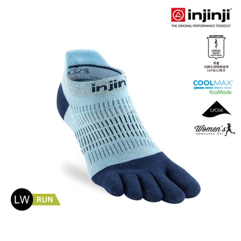 【injinji】女 Run輕量吸排五趾隱形襪NX(鷺藍)-WAA9051|COOLMAX 吸濕排汗 輕量 五趾襪 日常