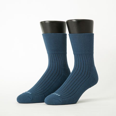 【Footer除臭襪】微分子氣墊紳士素面寬口襪 -男款T51-藍