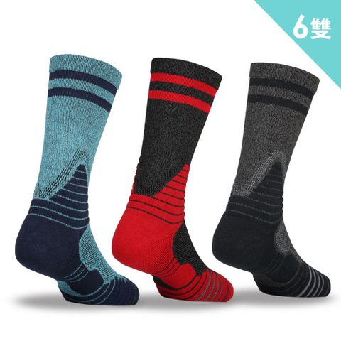 sina cova 老船長 【ifeet】9816全方位足弓壓力運動襪籃球襪-6雙入24-26CM