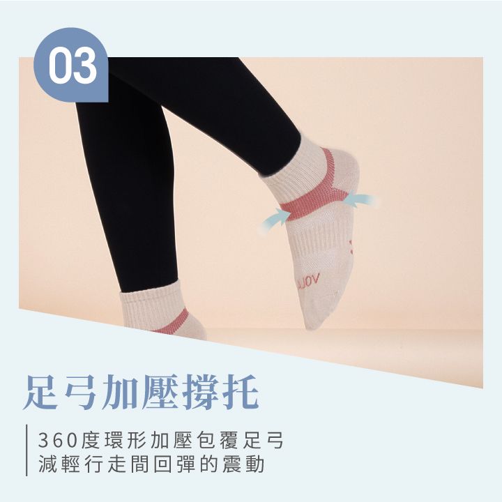 03足弓加壓撐托360度環形加壓包覆足弓減輕行走間回彈的震動