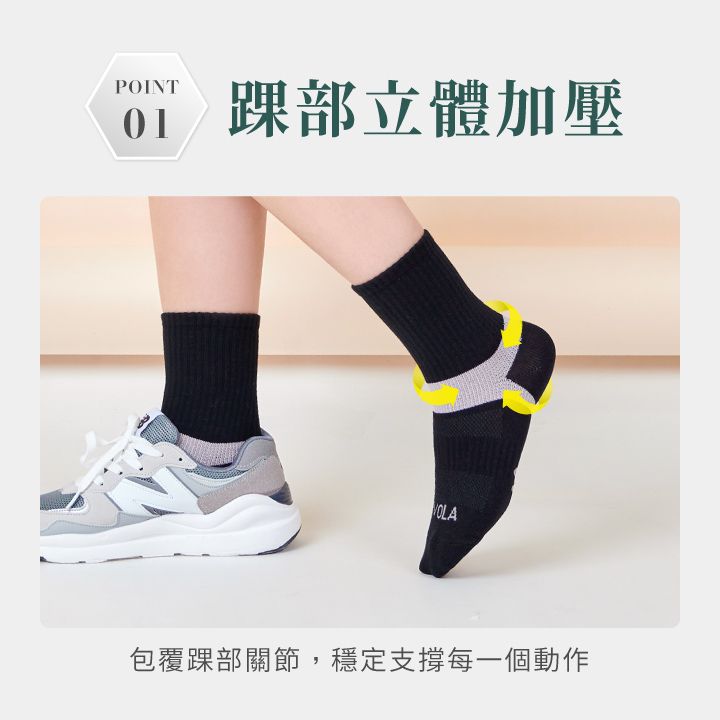POINT01踝部立體加壓OLA包覆踝部關節,穩定支撐每一個動作
