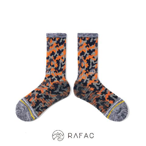 RAFAC時髦運動中筒襪_迷彩橘