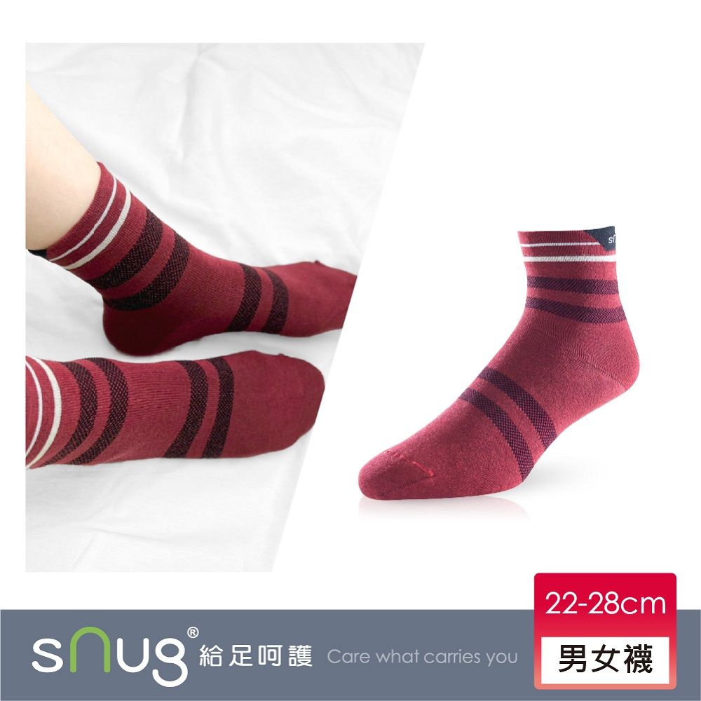 sNug 給足呵護 百搭休閒短筒除臭襪-棗紅色