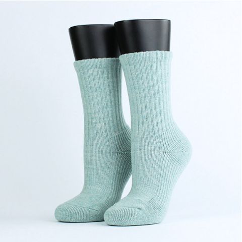 【FOOTER除臭襪】Medium．素色中階日常羊毛襪-女款(W190M-薄荷綠)