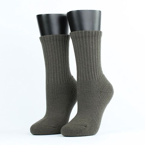 【FOOTER除臭襪】Medium．素色中階日常羊毛襪-女款(W190M-橄欖綠)