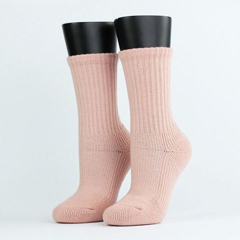 【FOOTER除臭襪】Medium．素色中階日常羊毛襪-女款(W190M-粉)