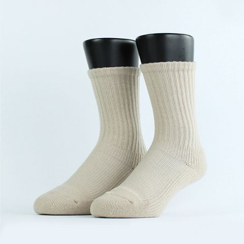 【FOOTER除臭襪】Medium．素色中階日常羊毛襪-男款(W190L-沙杏)