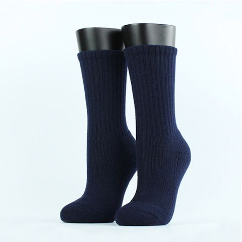 【FOOTER除臭襪】Ultra．素色極暖登山羊毛襪-女款(W191M-藏青)