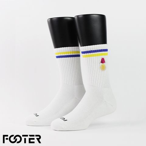 【FOOTER除臭襪】金牌運動氣墊襪(GM01-白)