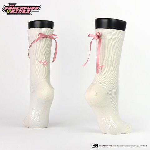 【FOOTER除臭襪】飛天小女警-緞帶蝴蝶結襪(PPG10-奶白)