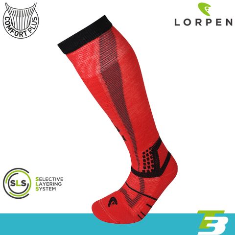 Lorpen T3 女 美麗諾羊毛滑雪襪 S3WLC(II) / 2815 紅色