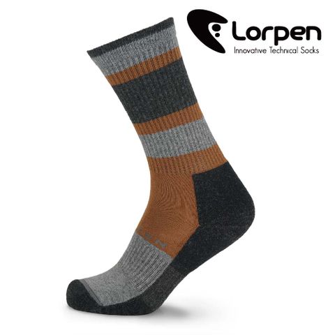 Lorpen 羊毛休閒襪  MLWEC 【灰橘】S-M (西班牙製造 羊毛襪)