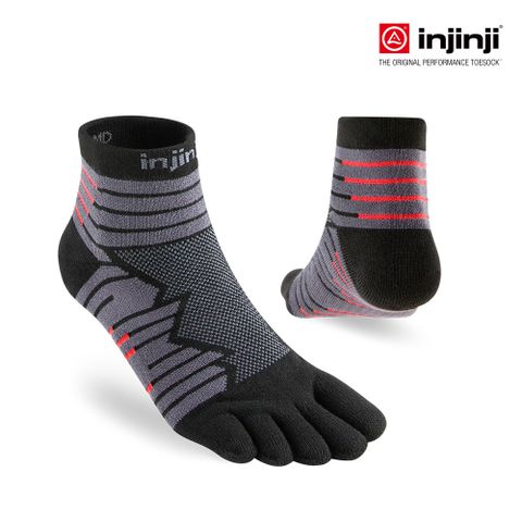 INJINJI Ultra Run終極系列五趾短襪 (碳黑) - NAA64|避震緩衝 推薦路跑用品 慢跑長跑