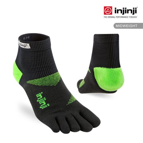 INJINJI Trainer訓練五趾短襪 (青檸綠) - NAA57 | 厚底防震 訓練襪 吸濕排汗 五趾襪