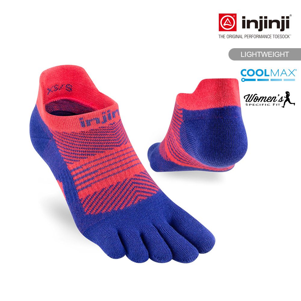 INJINJI RUN 女輕量吸排五趾隱形襪(天堂紅)-WAA09 | COOLMAX 吸濕排汗 女生腳型 專用五趾襪