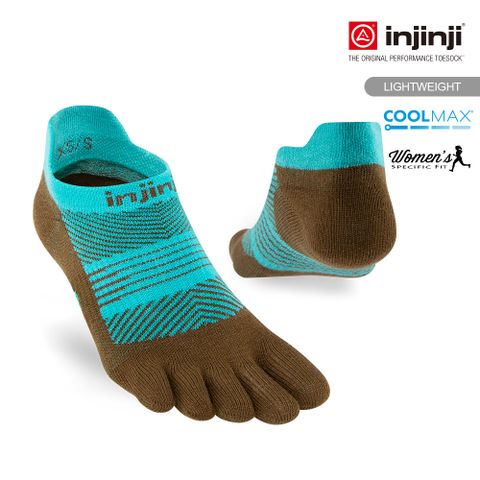 INJINJI RUN 女輕量吸排五趾隱形襪(海藍)-WAA09 | COOLMAX 吸濕排汗 女生腳型 專用五趾襪