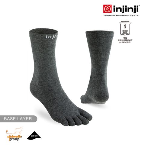 INJINJI Liner羊毛中筒內襪NX (石板灰) - NAA2994| 羊毛抗菌襪 吸濕排汗 登山推薦 五趾襪