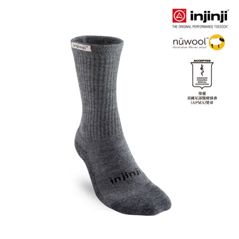 INJINJI HIKER 男 羊毛中筒健行襪-外襪 (石墨灰) - MAA62 | 羊毛襪 登山襪 抗菌防臭襪