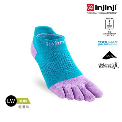 INJINJI 女 Run輕量吸排五趾隱形襪NX(藍/紫糖) - WAA90 | COOLMAX 吸濕排汗 女性款