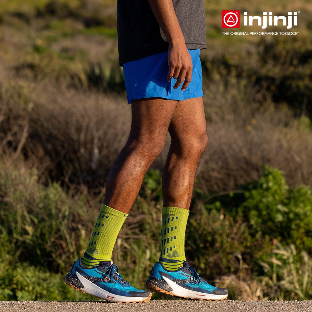 INJINJI Ultra Run終極系列五趾中筒襪(蘚苔綠)-NAA6733|避震緩衝 推薦路跑用 慢跑 馬拉松襪