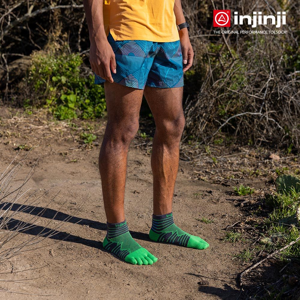 INJINJI Ultra Run終極系列五趾短襪(翠綠)-NAA6446|避震緩衝 推薦路跑用 慢跑 馬拉松襪