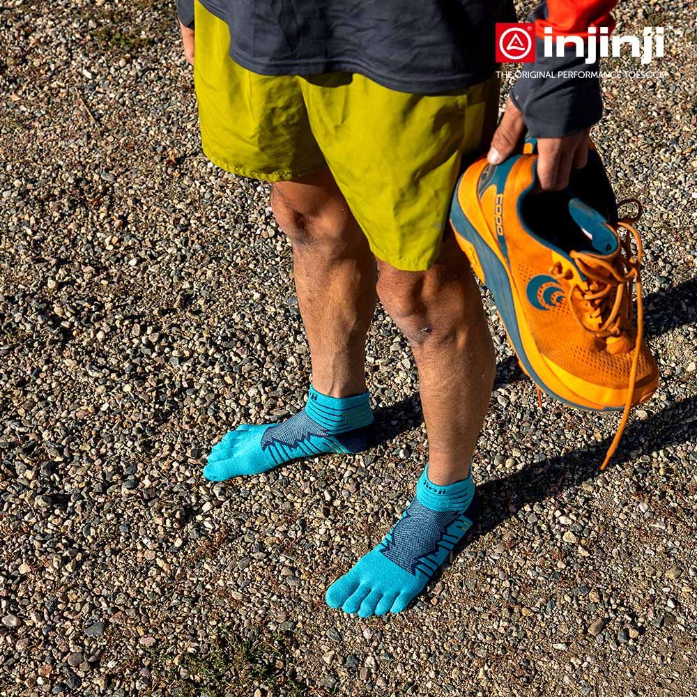 INJINJI Ultra Run終極系列五趾短襪(太平洋藍)-NAA6456|避震緩衝 推薦路跑用 慢跑 馬拉松襪