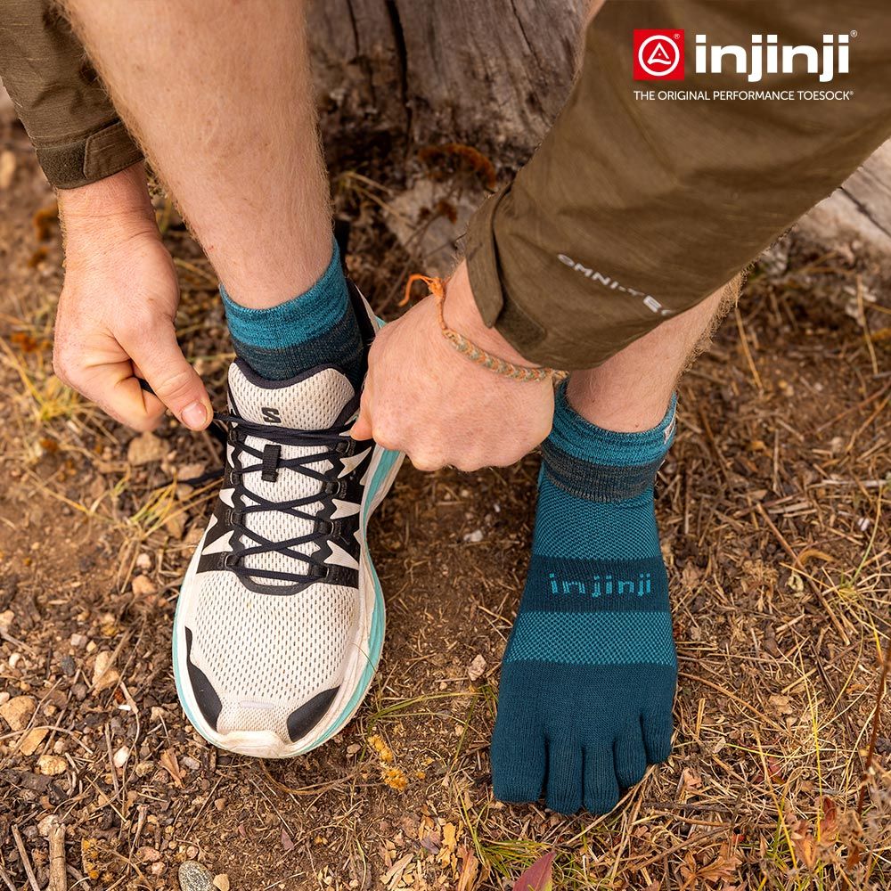 INJINJI Trail野跑避震吸排五趾短襪(午夜藍)-NAA3658|厚底防震 運動員推薦 馬拉松襪 五趾襪