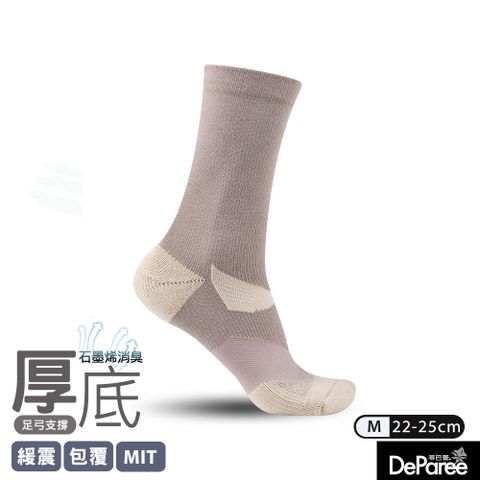 【蒂巴蕾】足科壓縮氣墊襪-舒壓活能 素直條-M號 卡其色