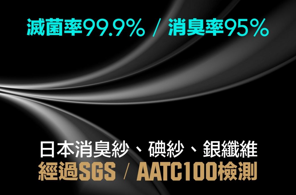 滅菌率99.9%/消臭率95%日本消臭紗、碘紗、銀纖維經過SGS/AATC100檢測