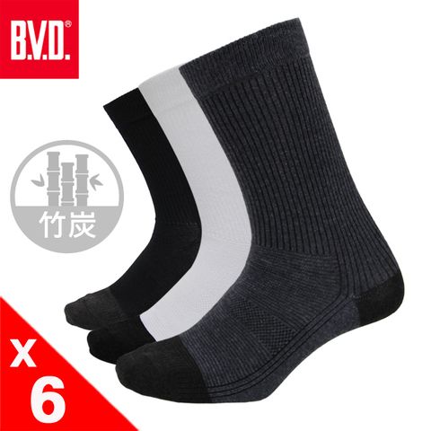 BVD竹炭男休閒襪-6雙組