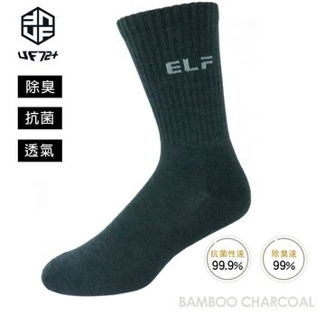 UF72 [] elf除臭竹炭足弓增厚氣墊中統運動襪UF5812-深灰24-26