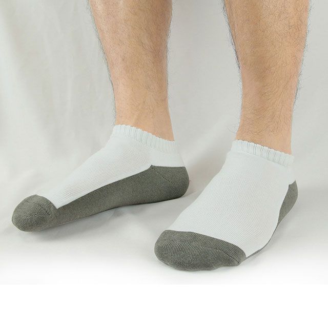 Yenzch 源之氣 竹炭船型運動襪/男 白+灰 6雙組 RM-30007
