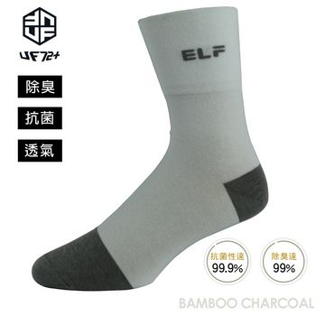 UF72 [] elf除臭竹炭寬口無痕休閒襪UF7012-白灰24-26