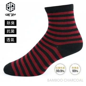 [UF72] elf除臭竹炭高效斑馬休閒襪UF5311-紅黑22-24