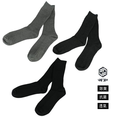 [UF72](三入組)elf除臭竹炭條紋中統休閒襪UF5025(24-26)