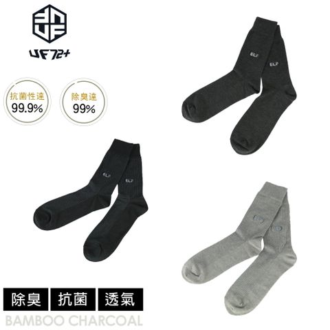 UF72 [] 三入組/UF5023/(24-26)elf除臭竹炭刺繡條紋中統紳士襪