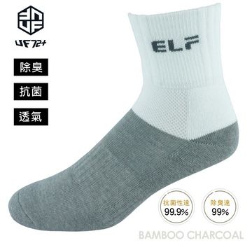 UF72 [] elf除臭竹炭足弓加壓氣墊運動襪UF5813-灰白24-26