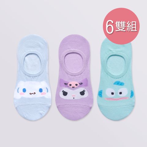 【ONEDER 旺達】大耳狗 酷洛米 漢頓隱形襪 止滑隱形襪 22-26cm-6雙組(CN-AP101.HG-AP101.KU-AP101)