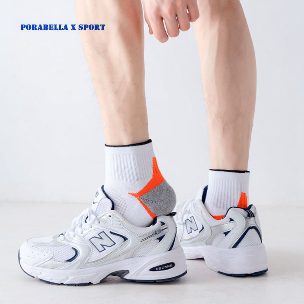 PORABELLA 3件組 男襪 運動襪 羅紋撞色襪 中筒襪 運動羅紋襪 撞色跑步襪 SPORT SOCKS