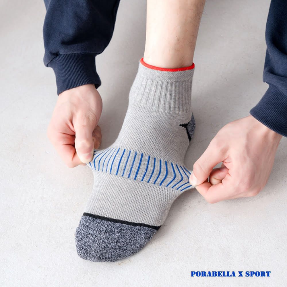 PORABELLA 3件組 男襪 運動襪 羅紋撞色襪 中筒襪 運動羅紋襪 撞色跑步襪 SPORT SOCKS